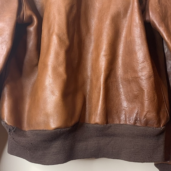 Mark Cross | 1950’s Vintage Brown Leather Brass Full Zip Flight Bomber Jacket 42 - Picture 16 of 17